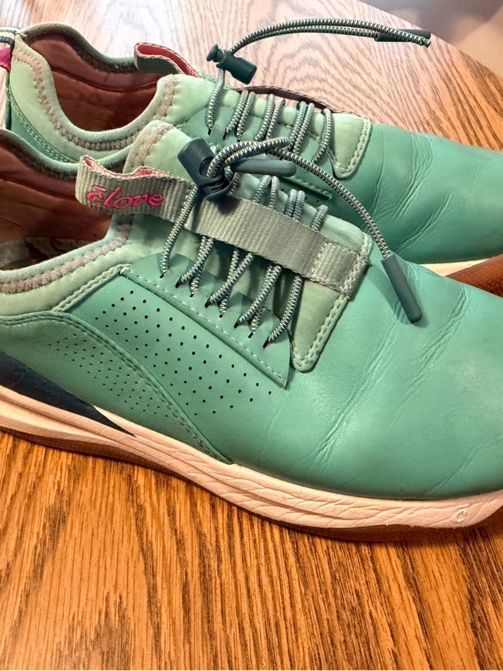 Women's Mint Green Slip-On Sneakers with Elastic Bungee Laces